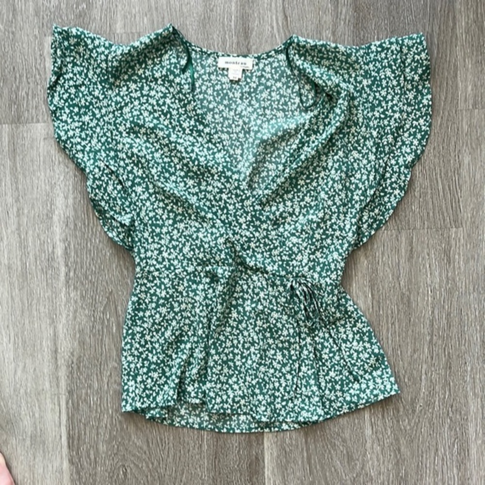 Green Peplum Floral Top